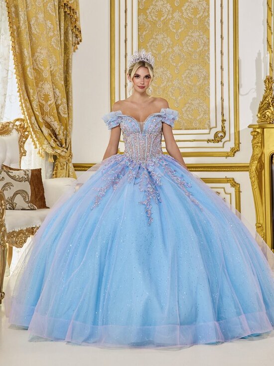 Dancing Queen Dresses & Skirts - New Lilac Bahama Blue Festive Rhinestones Embellished Ceremonial Dress DQ 5084